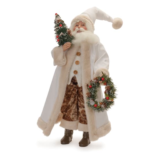 Beige Santa with Wreath and Tree
